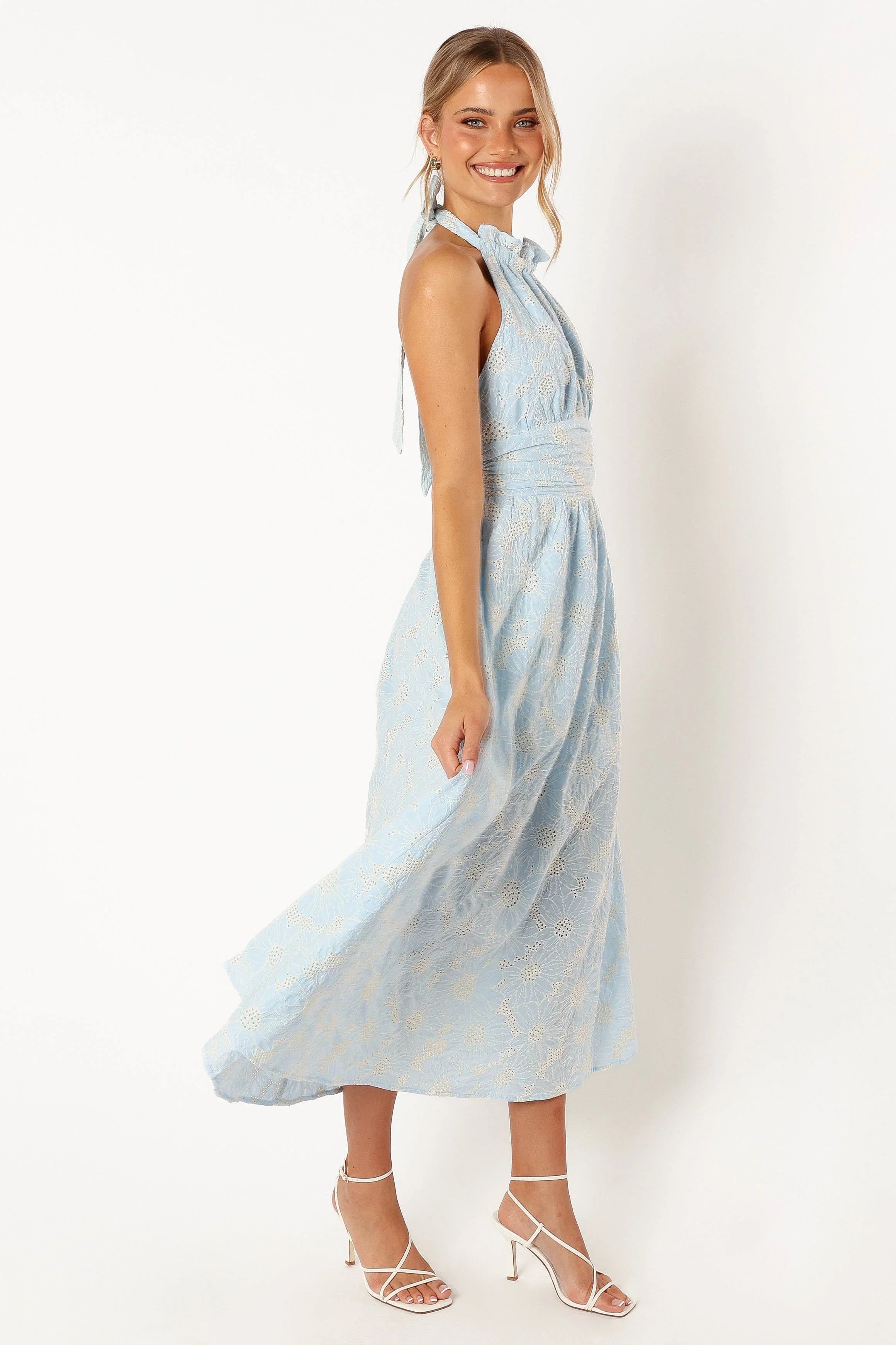 Taila Halterneck Midi Dress Blue Floral