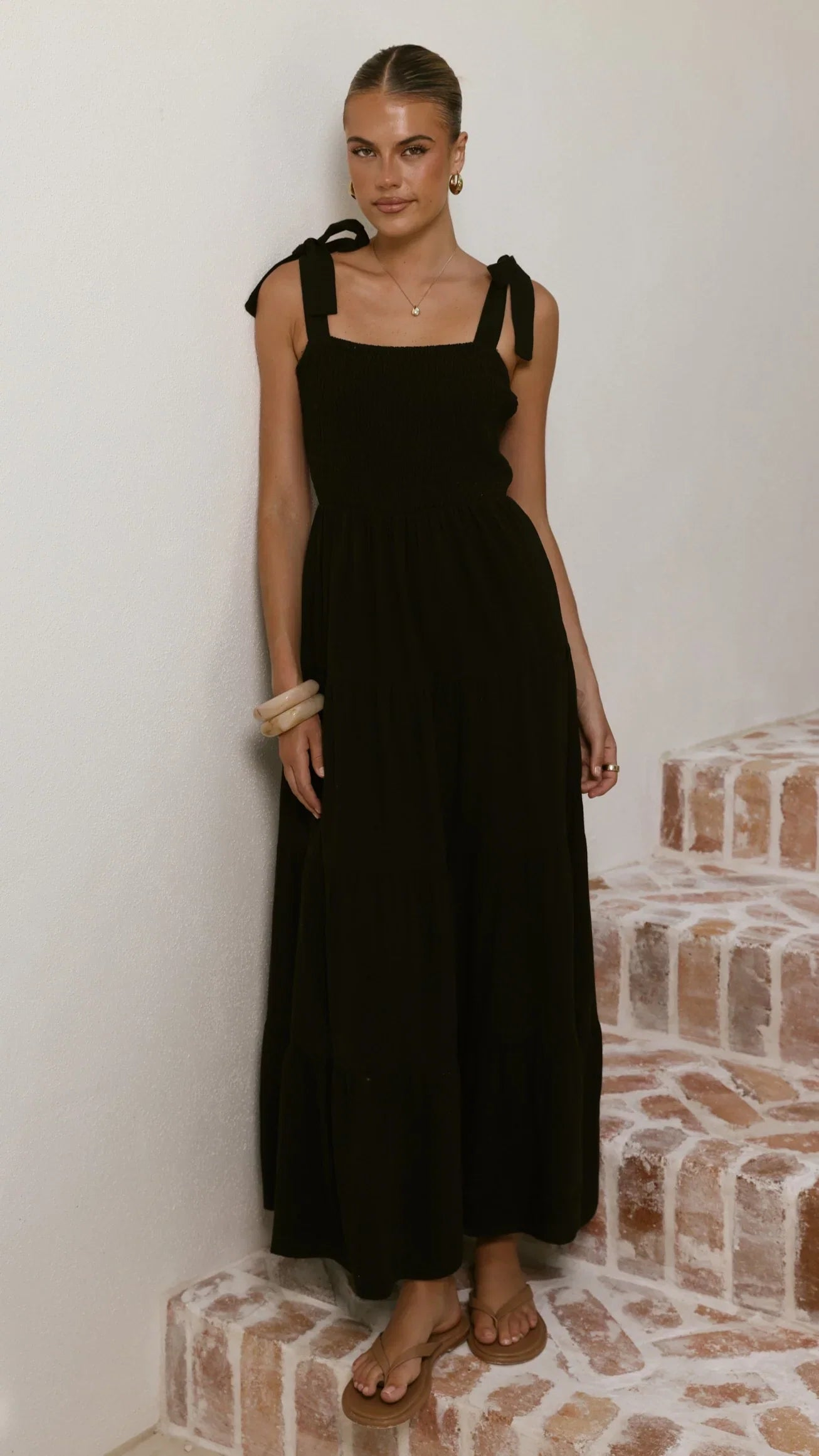 Carlina Tiered Maxi Dress Black