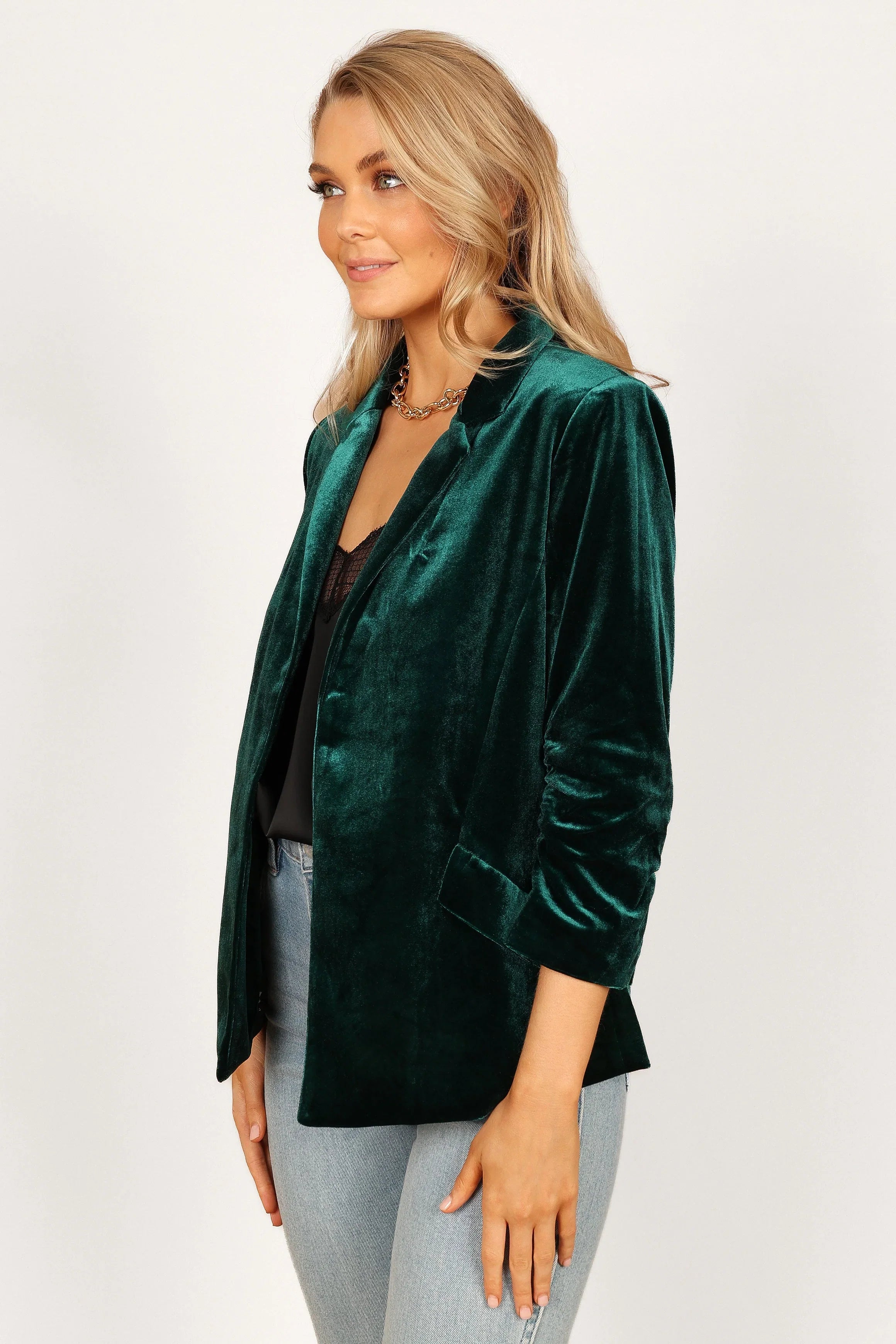 Vera Velvet Blazer Green