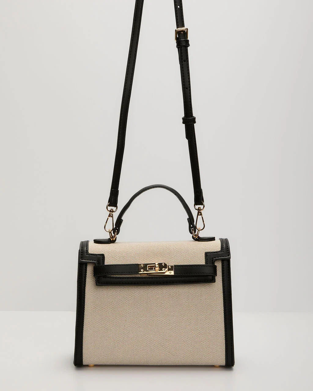 Izabella Contrast Trim Canvas Top Handle Bag