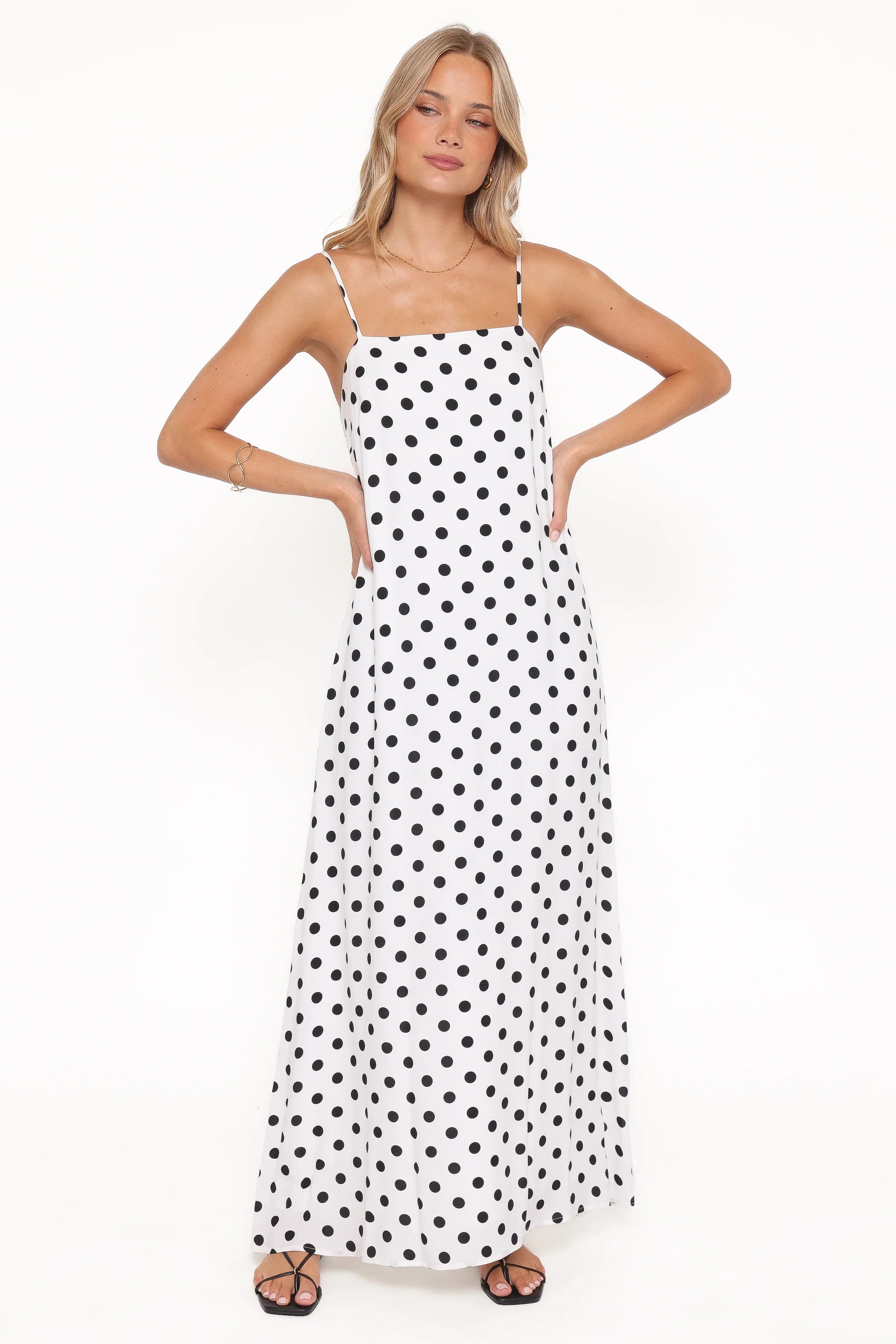 Virgo Maxi Dress White Polka Dot