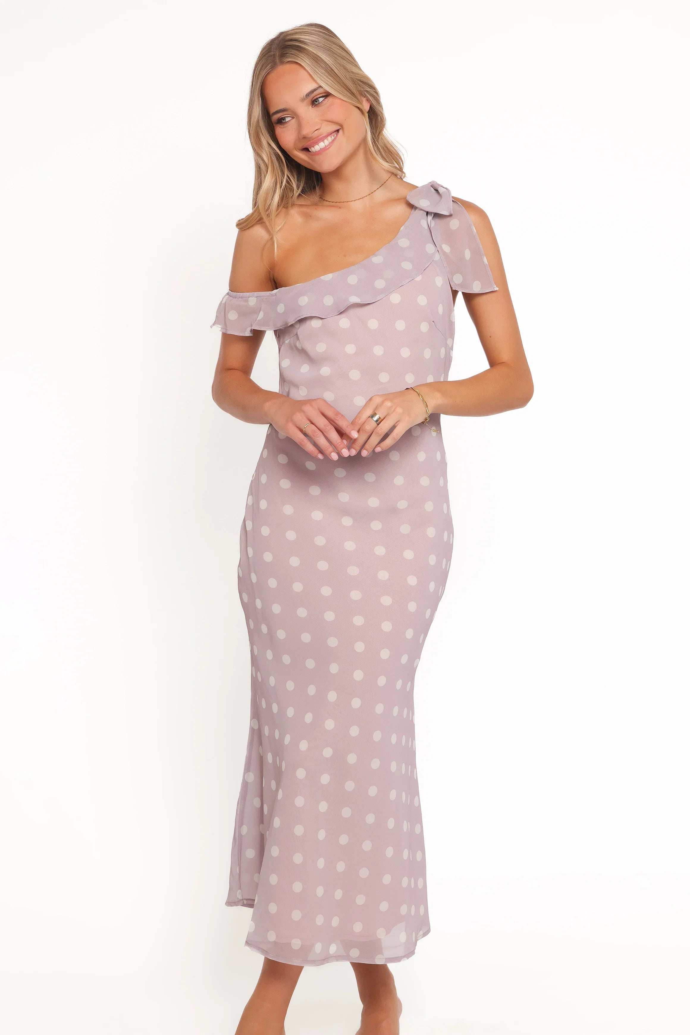 Celestine Maxi Dress Lavender Polka Dot