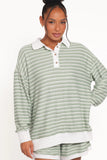 Dealia Knit Short Set Sage Stripe