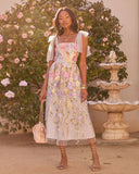 Falling Petals Floral Applique Midi Dress
