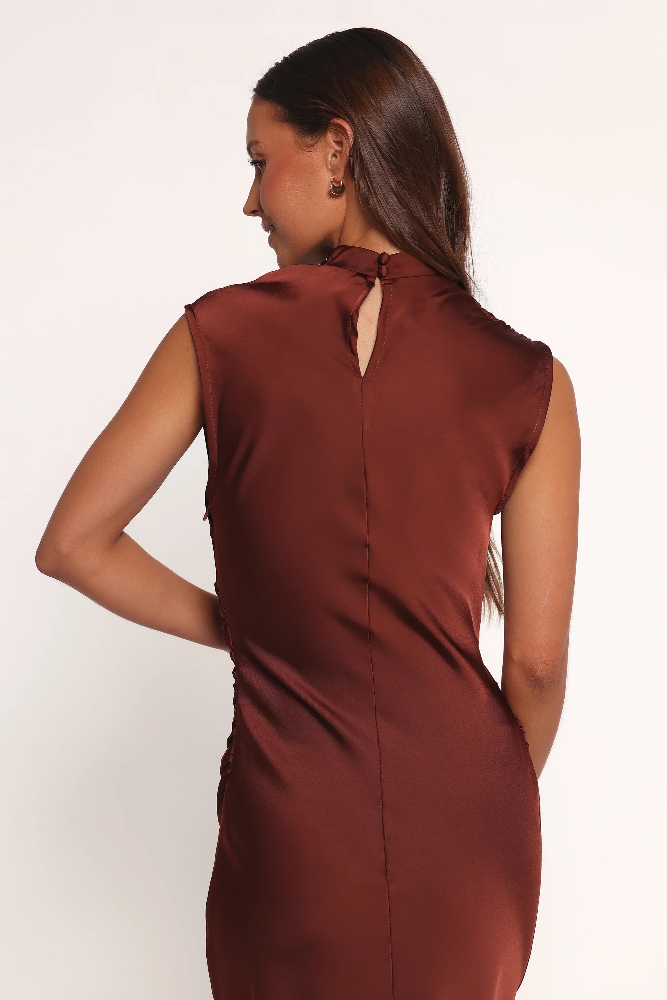 Meryn High Neck Dress Brown
