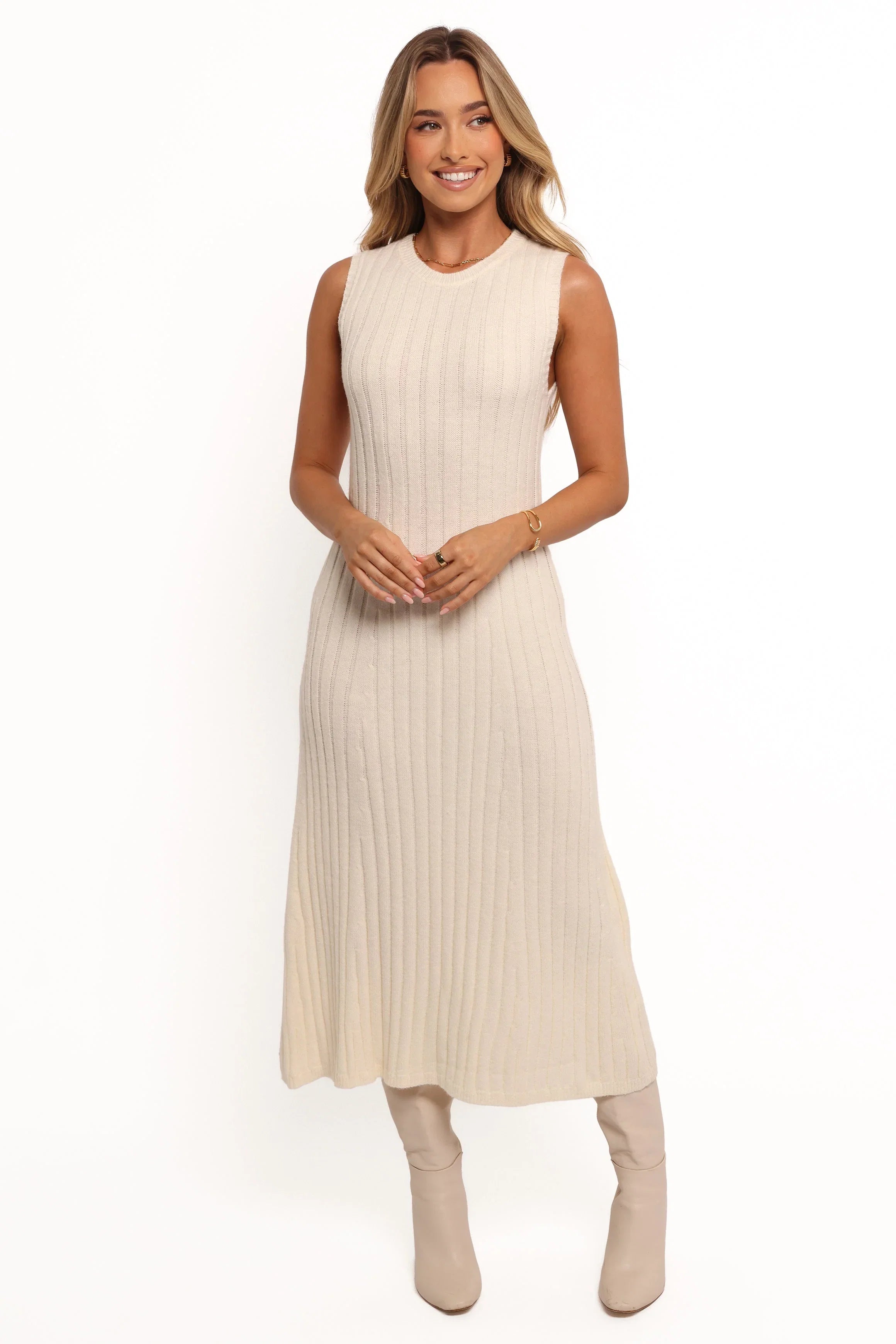 Kellie Knit Midi Dress White