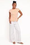Tatum Asymmetrical Knit Top Coral