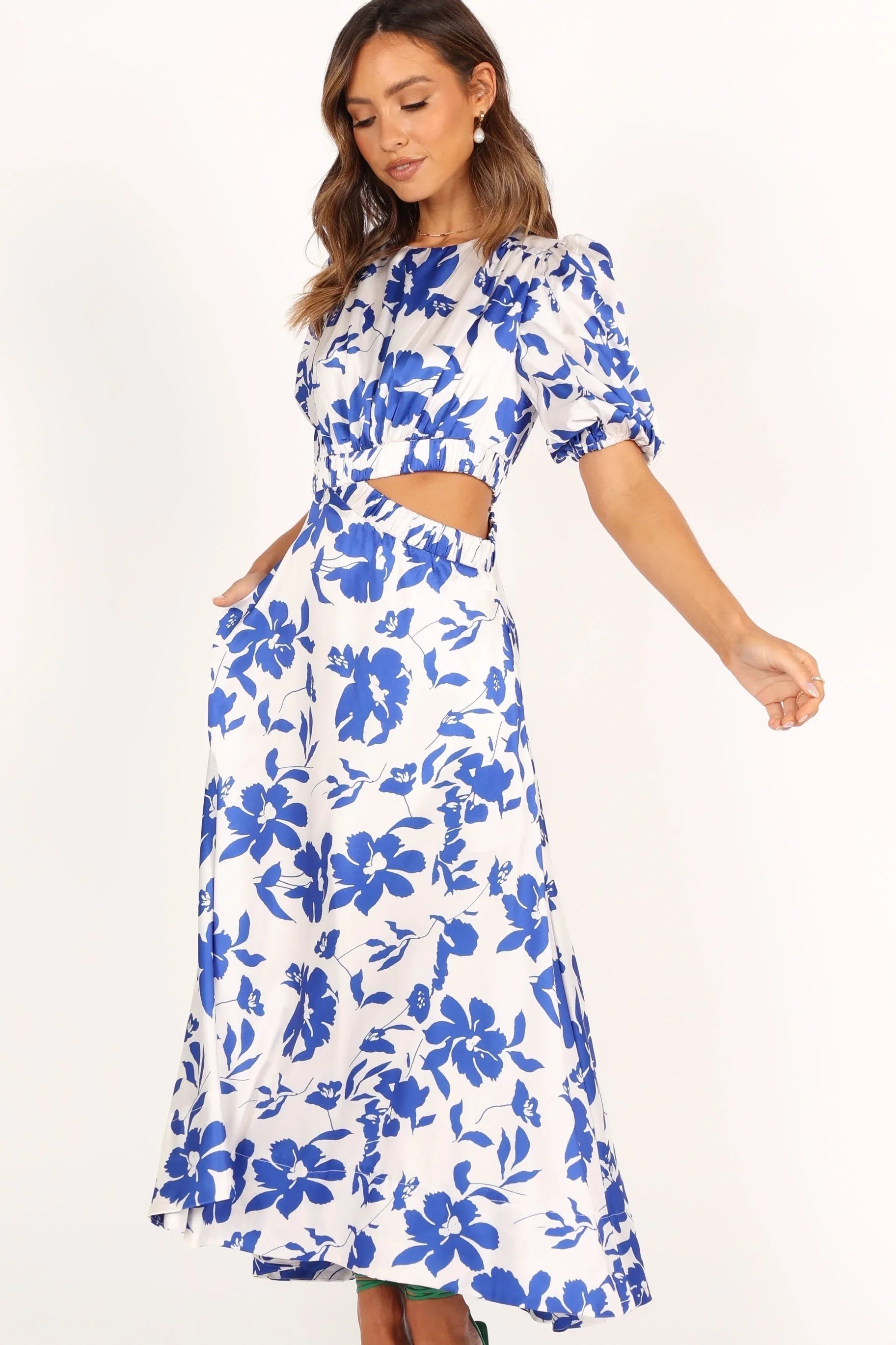 Aminah Puff Sleeve Dress Blue Floral