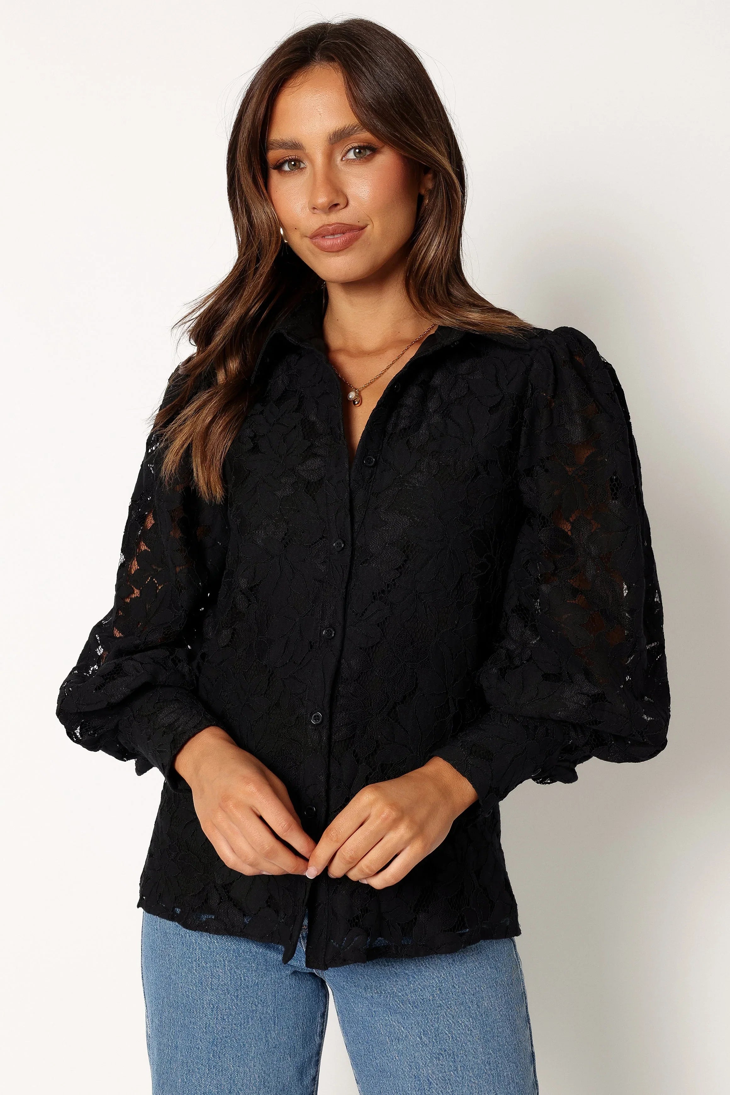 Tadeo Lace Shirt Black