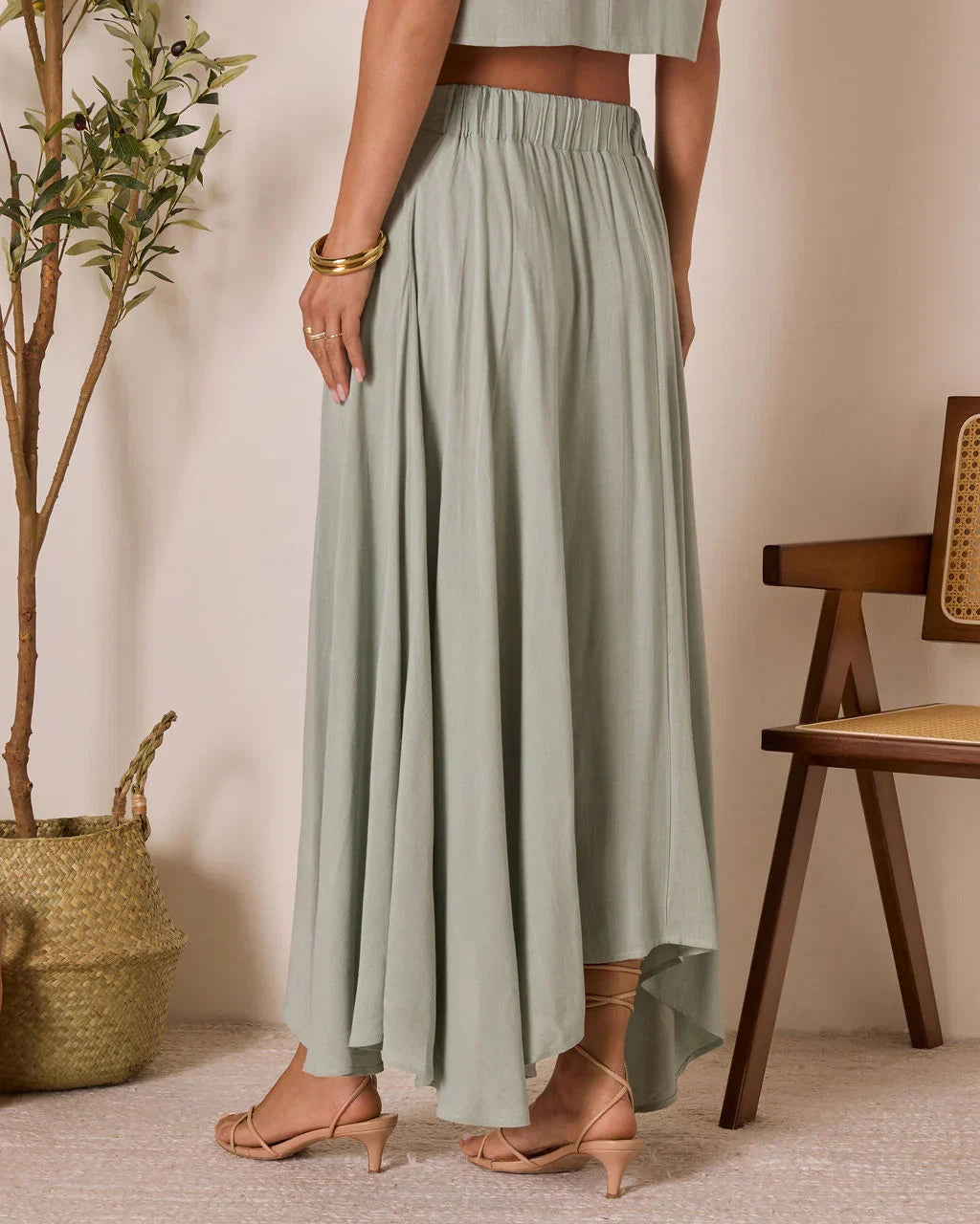 Fresh Breeze Asymmetrical Hem Maxi Skirt