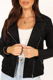 Spencer Faux Suede Moto Jacket Black