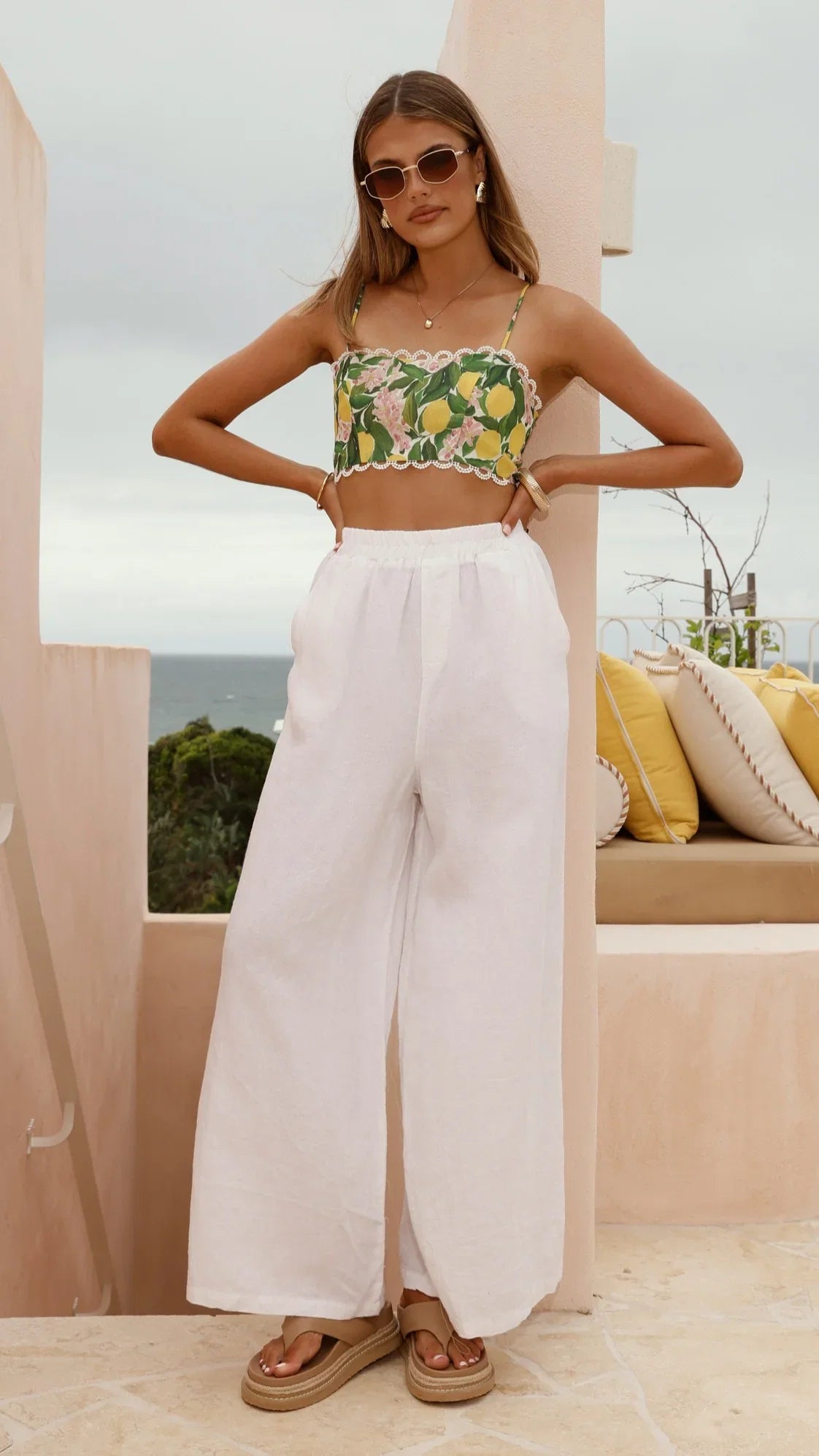 Nova Crop Top Lemon Print