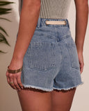 Anelle Drawstring High Rise Denim Shorts