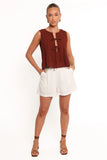 Nika Pleated Top Chocolate Brown