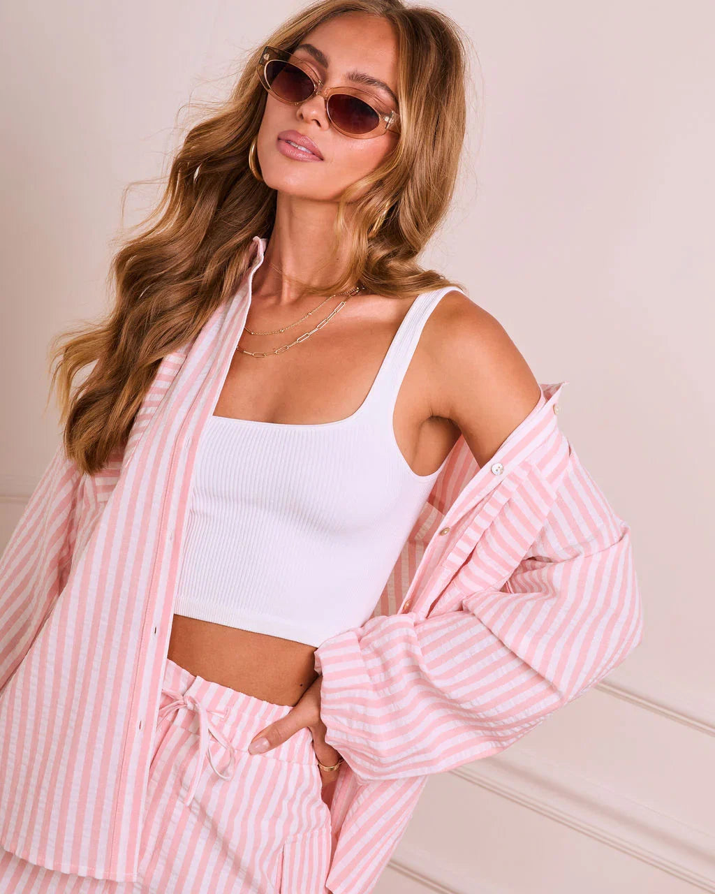Sunny Plans Striped Button Down Top
