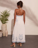 Kirby Abstract Shell Print Halter Neck Maxi Dress