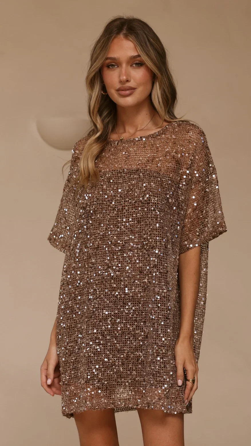 Zanthe Sequin Mini Dress Mocha