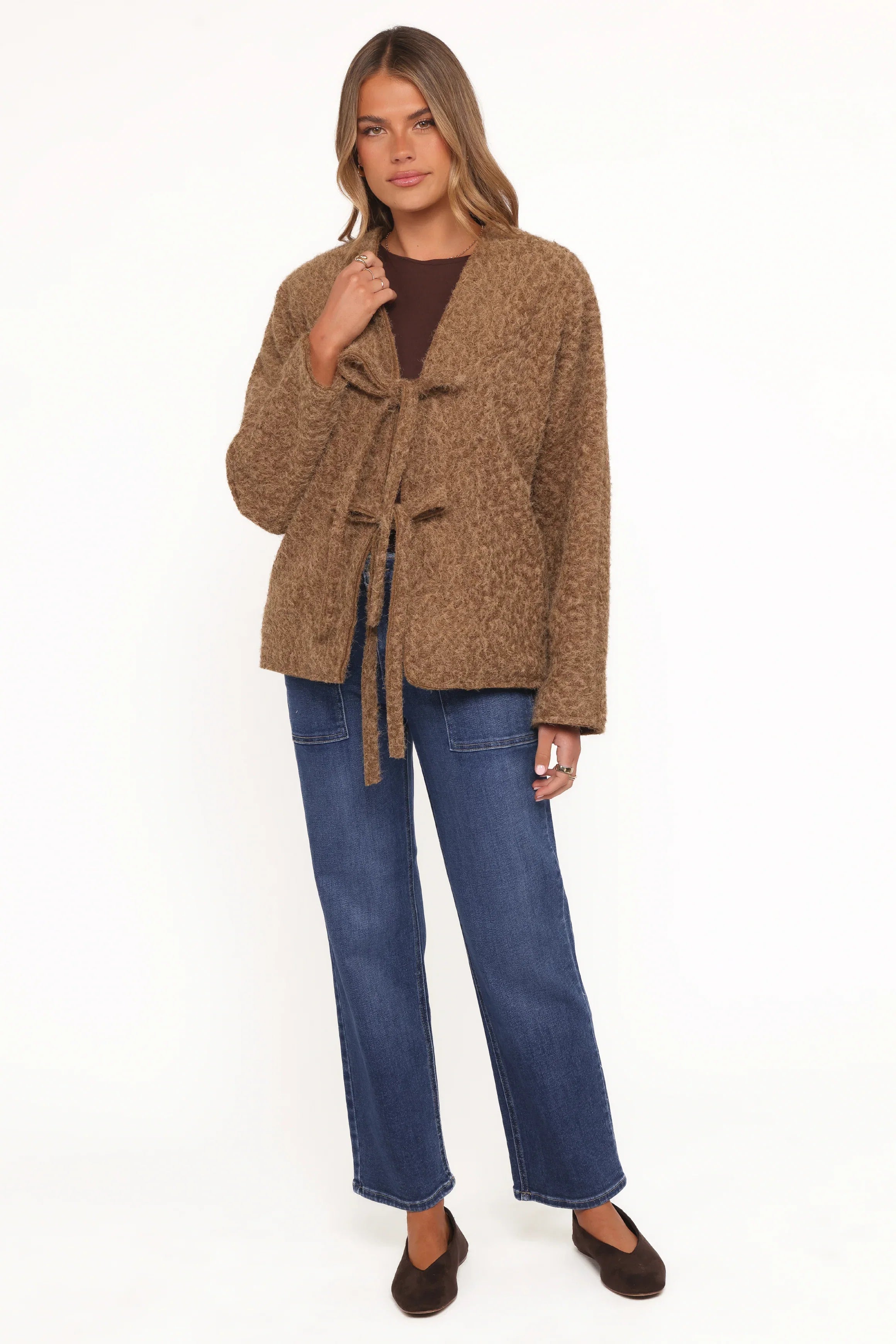 Kimmy Bow Oversized Cardigan Moss