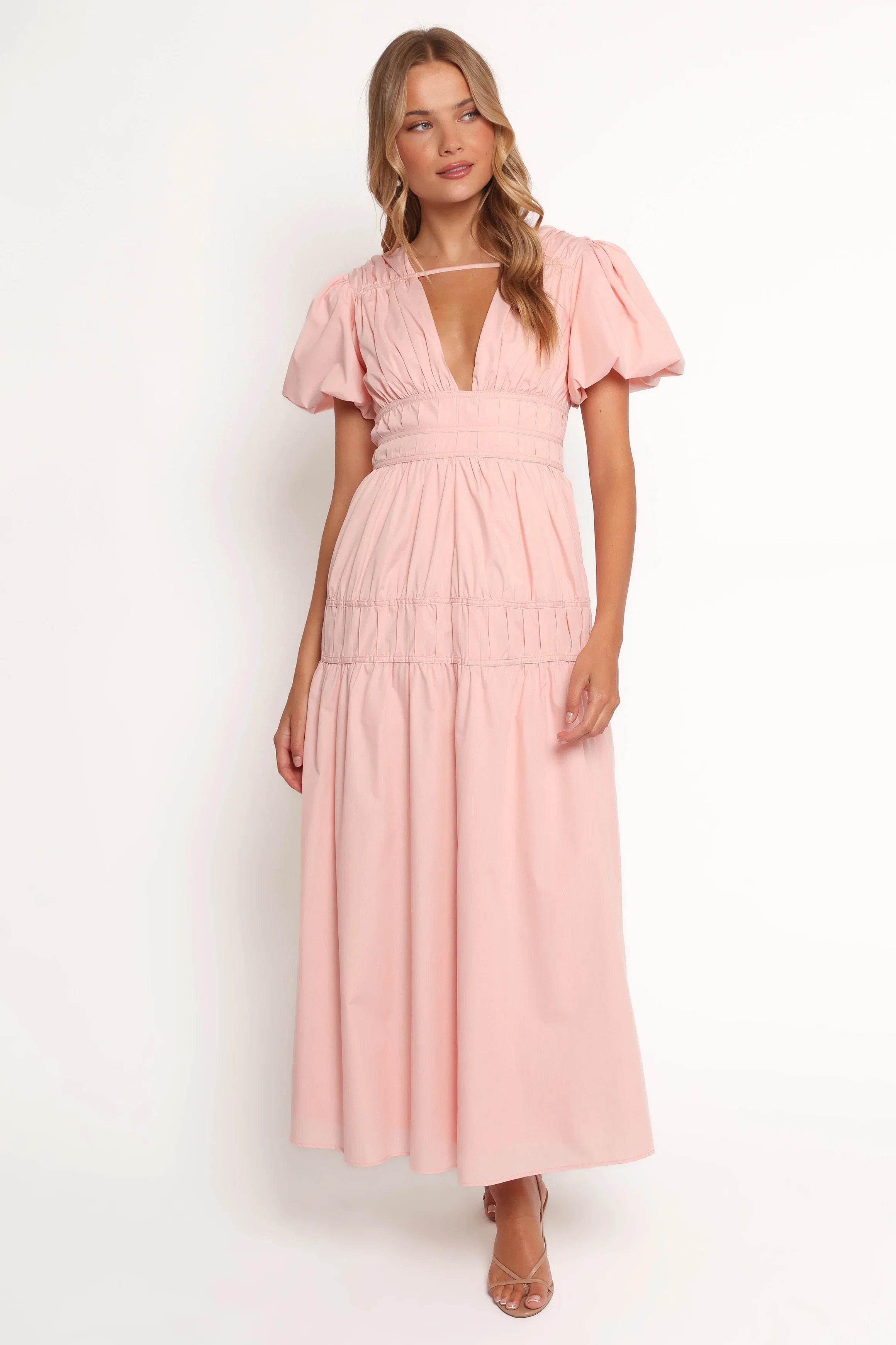 Joedy Puff Sleeve Midi Dress Pale Pink
