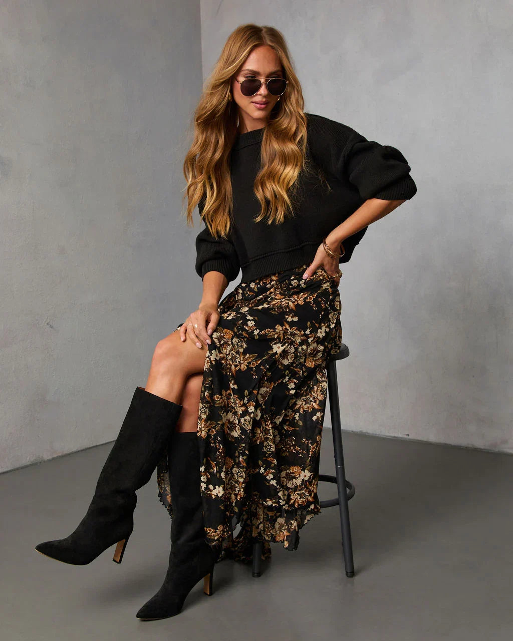Autumn Fern Printed Midi Skirt