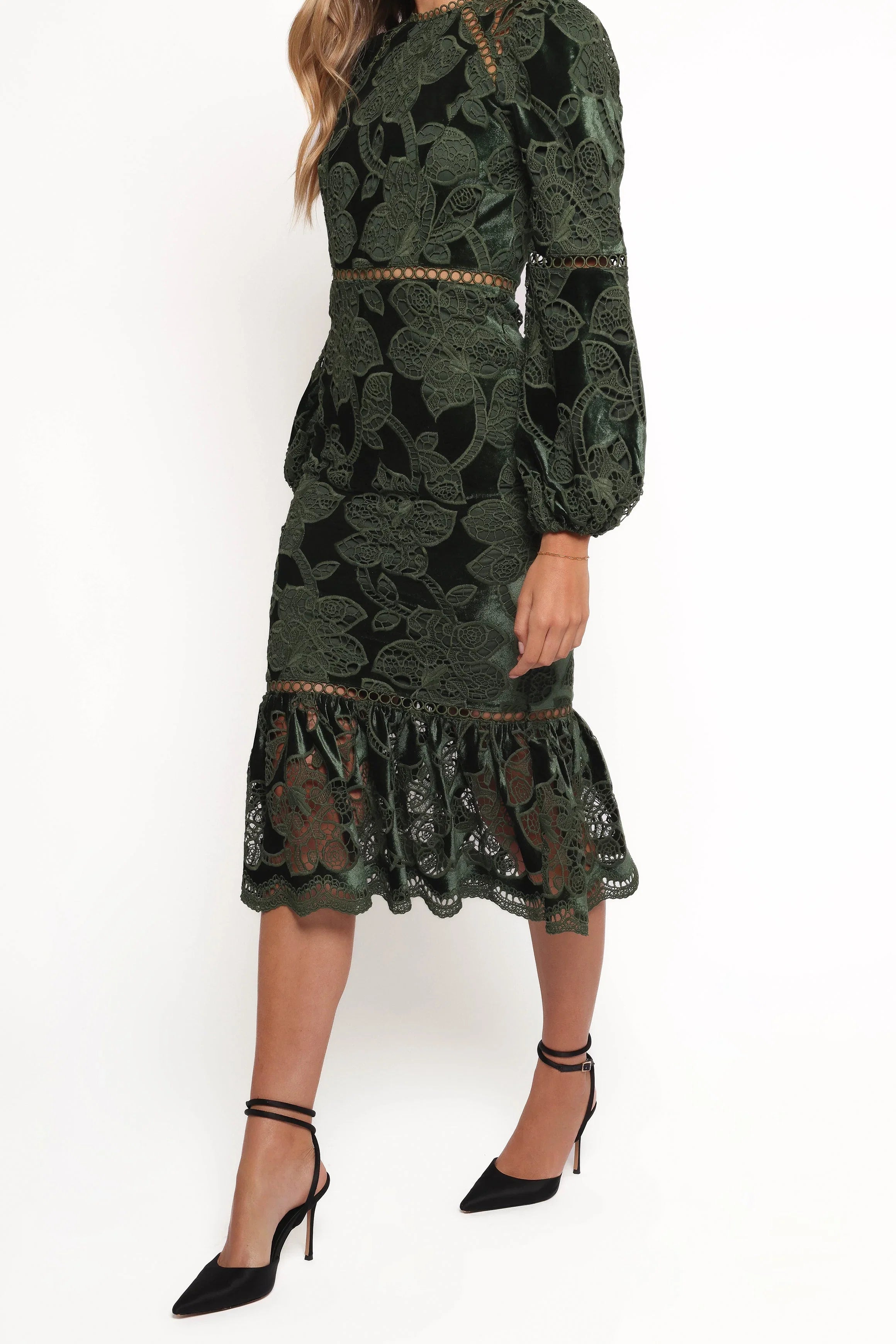Pierre Long Sleeve Maxi Dress Deep Velvet Green