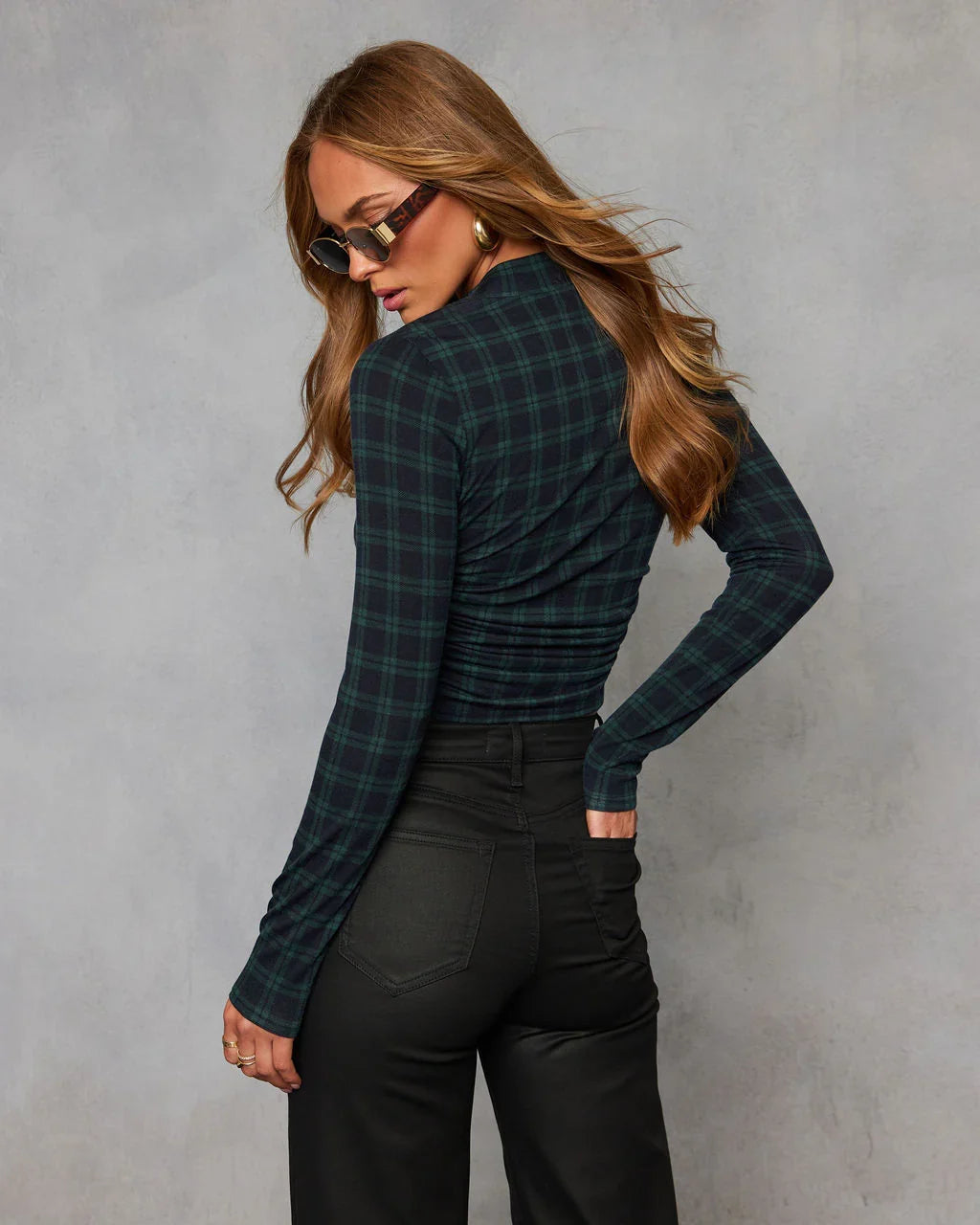 Highland Grove Plaid Mock Neck Top