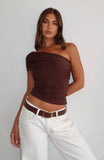 Dont Worry About It One Shoulder Top Chocolate