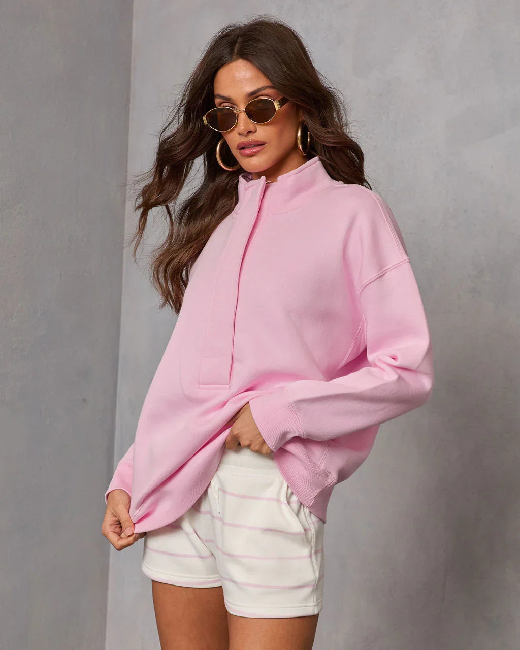 Cloud Kiss Partial Button Sweatshirt