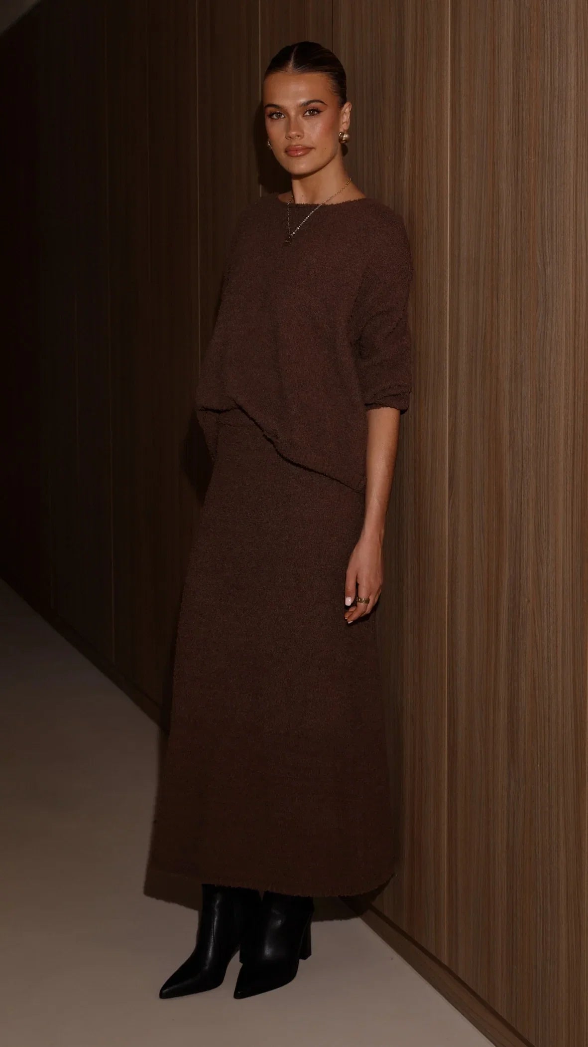 Cohen Knit Midi Skirt Chocolate