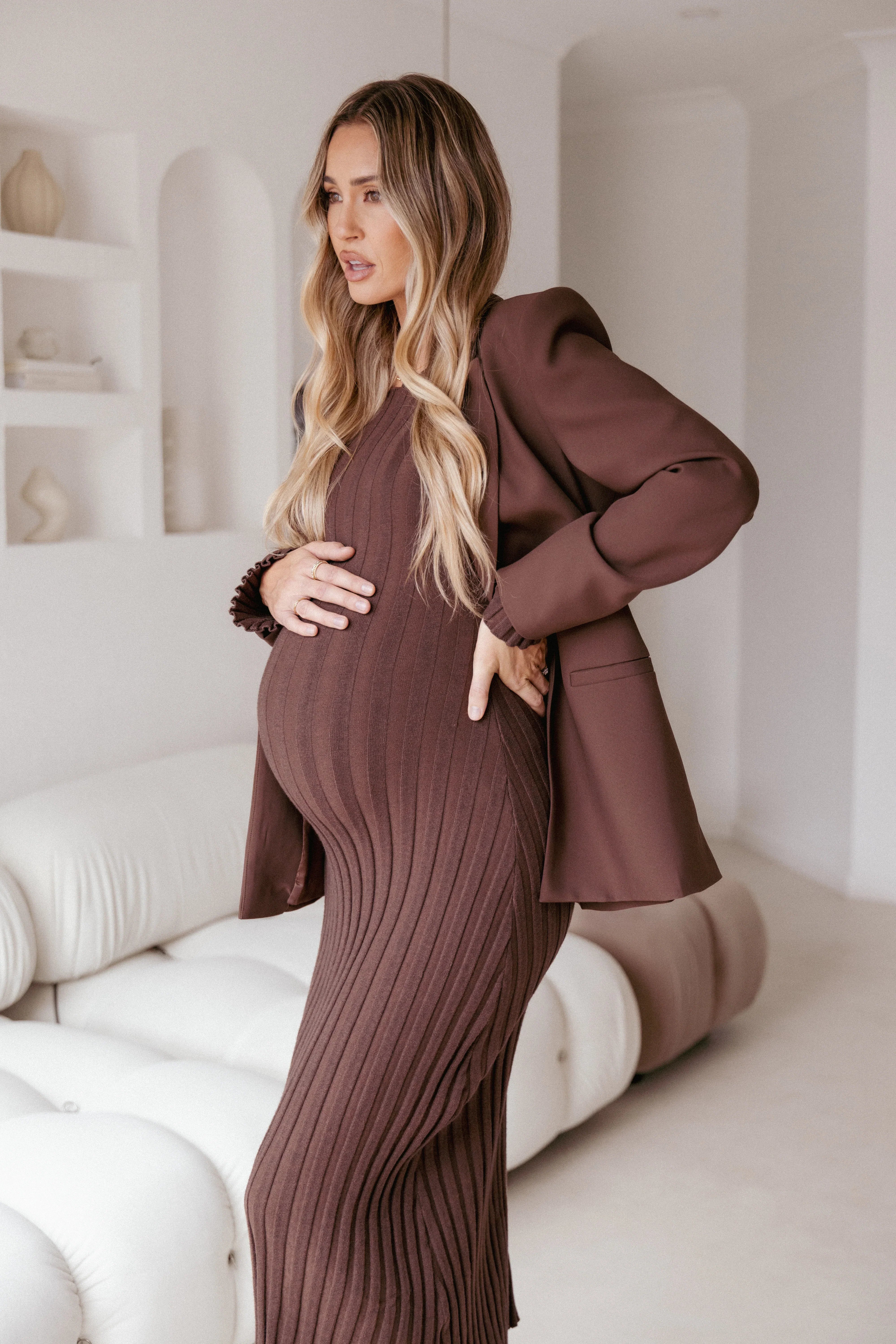 Jolene Long Sleeve Maxi Dress Brown