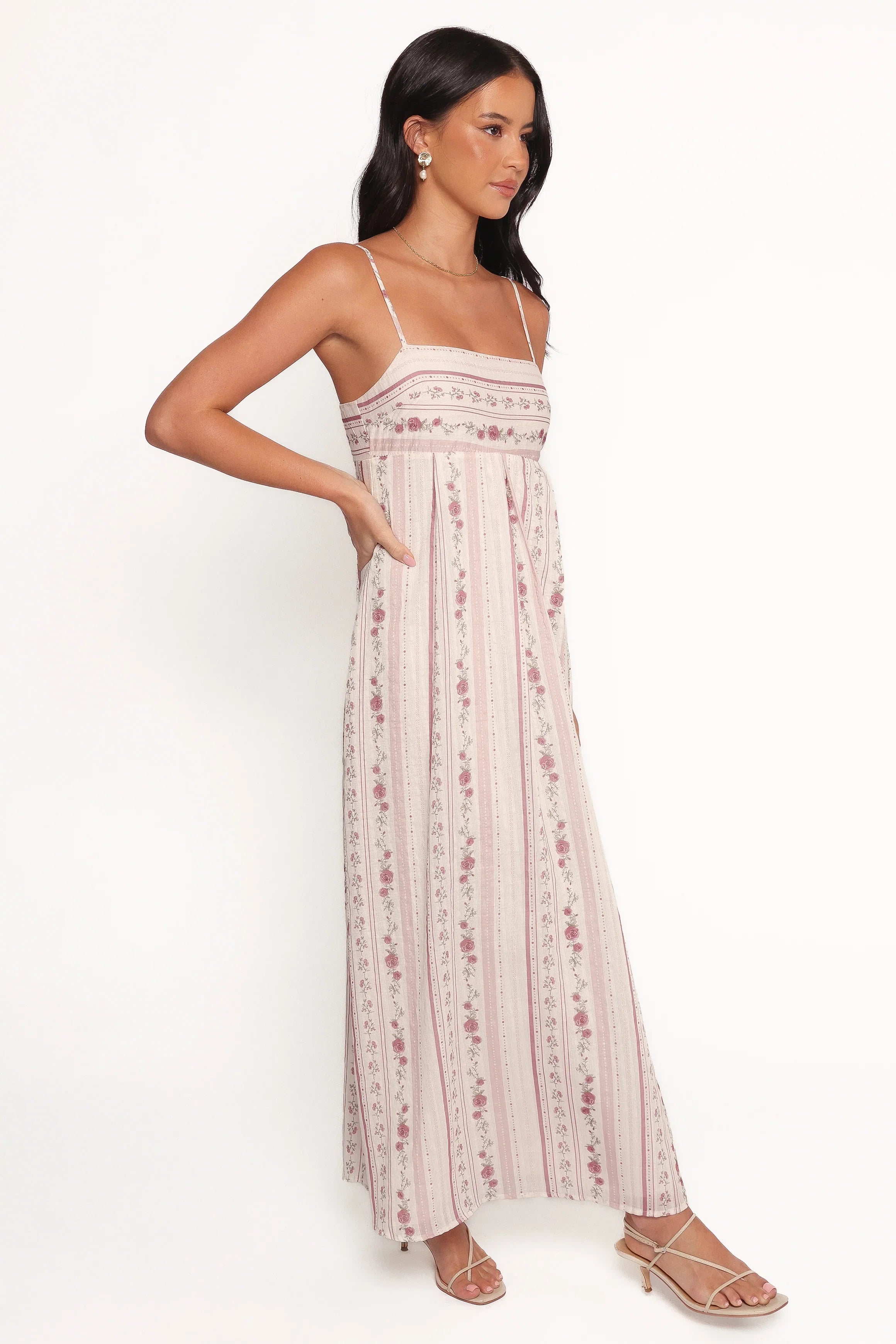 Amaris Maxi Dress Ivory Mauve Floral