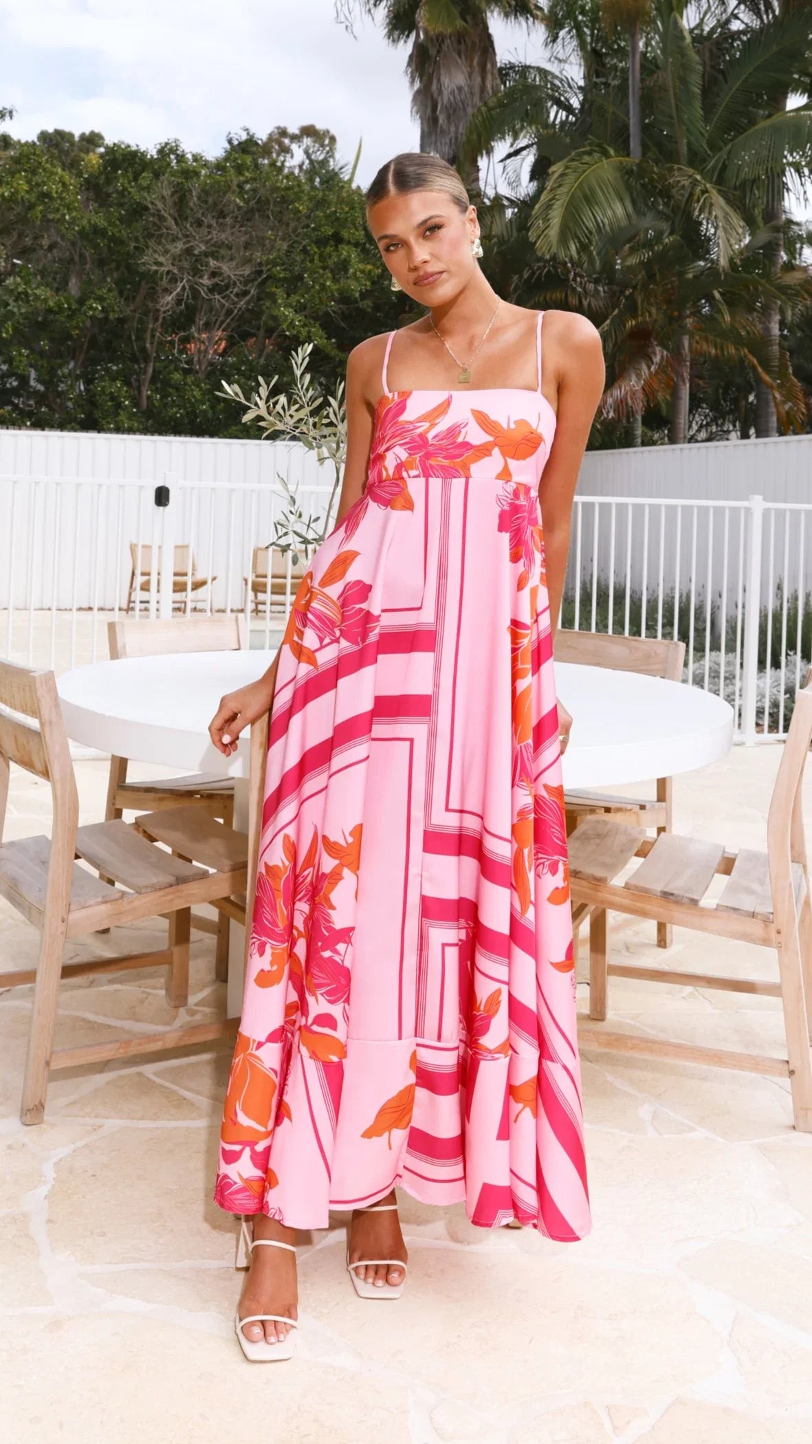 Kaethe Maxi Dress Pink Orange