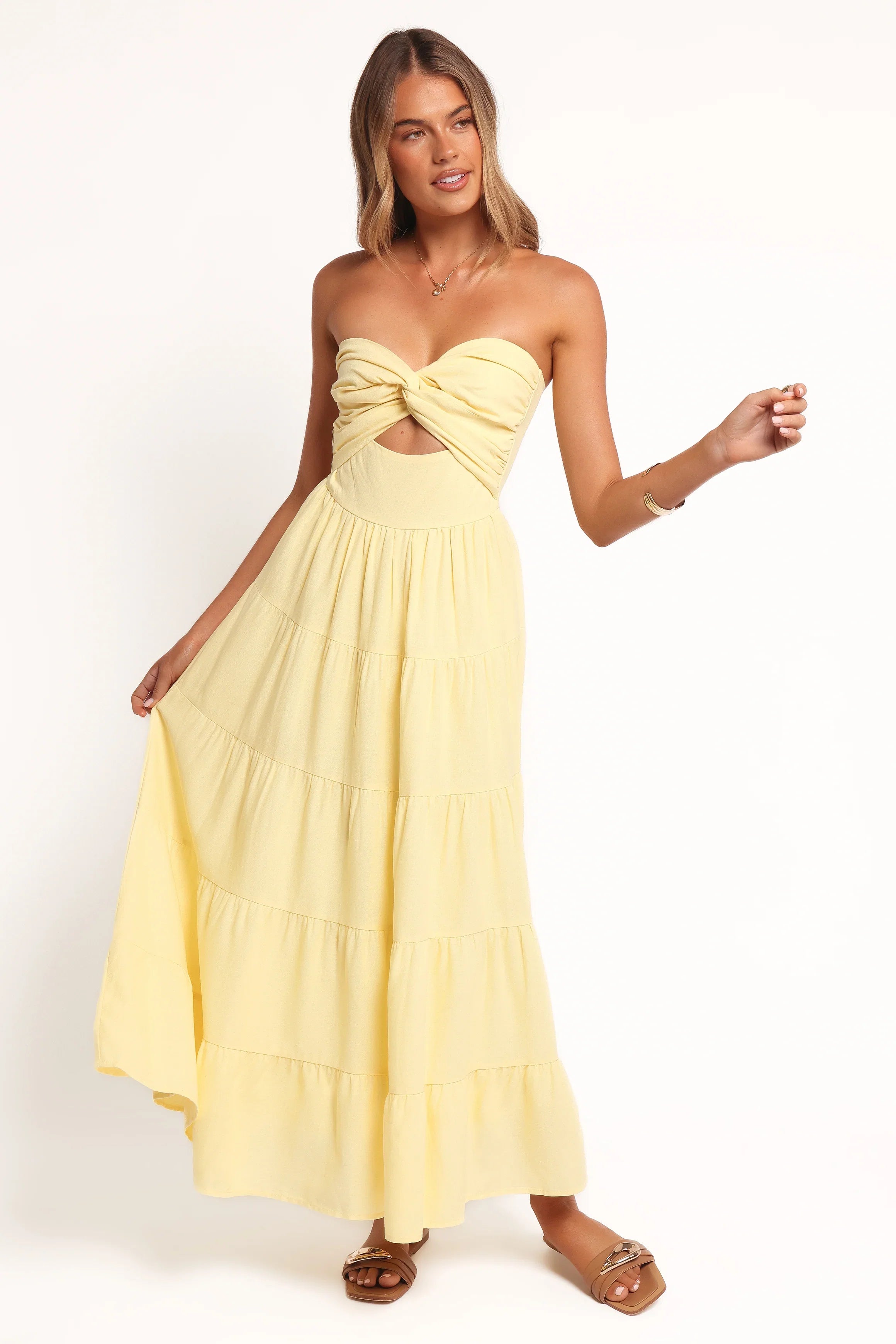 Sitara Strapless Midi Dress Yellow