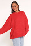 Lloyd Oversized Crew Knit Sweater Red