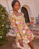 Bloom Ahead Mesh Floral Applique Mini Dress