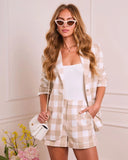 Soft Check Plaid Print Blazer