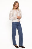 Dean Striped Cardigan White Beige