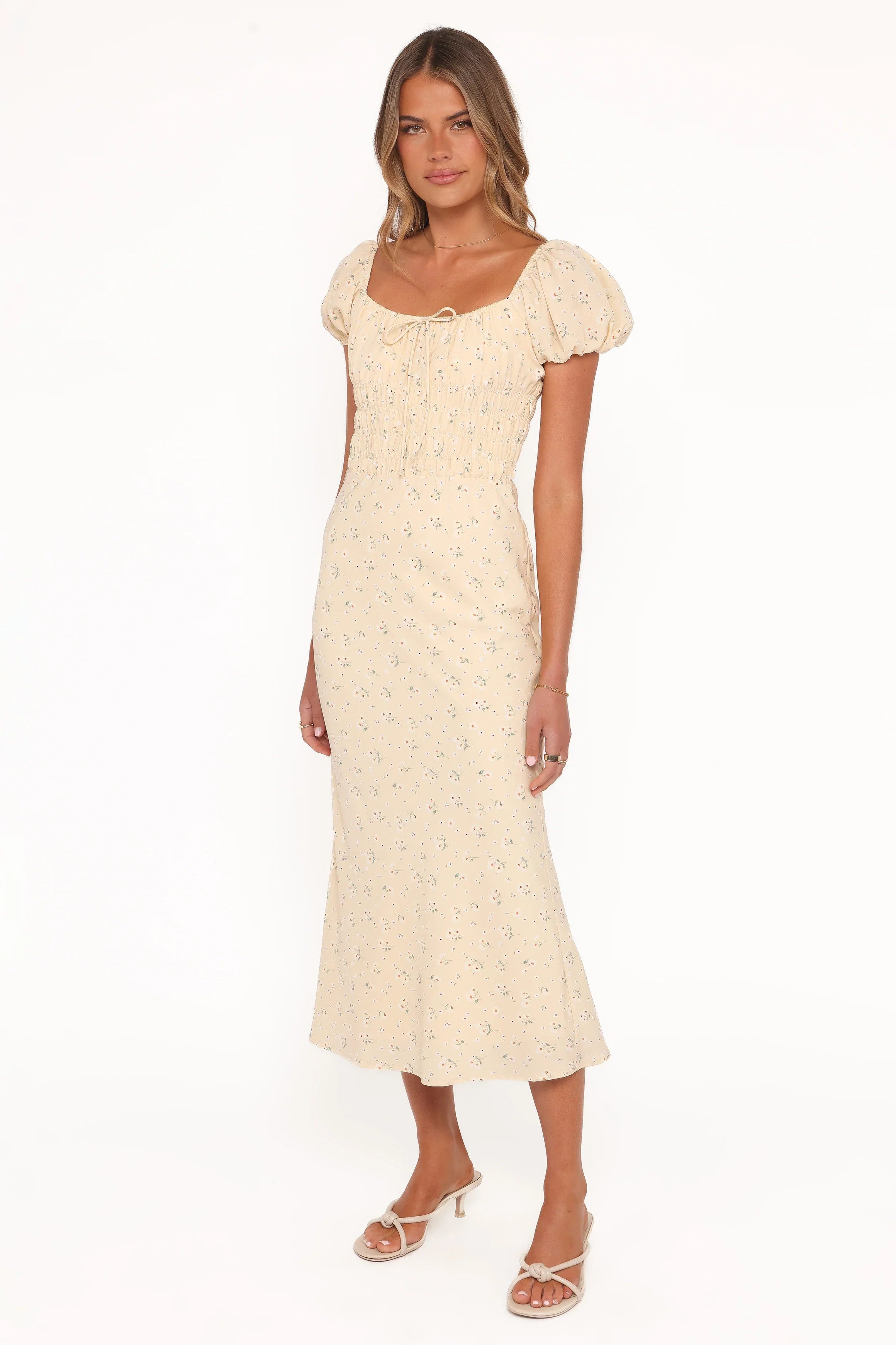 Teigan Midi Dress Yellow Floral