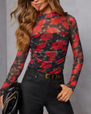 Liessa Mesh Mock Neck Top