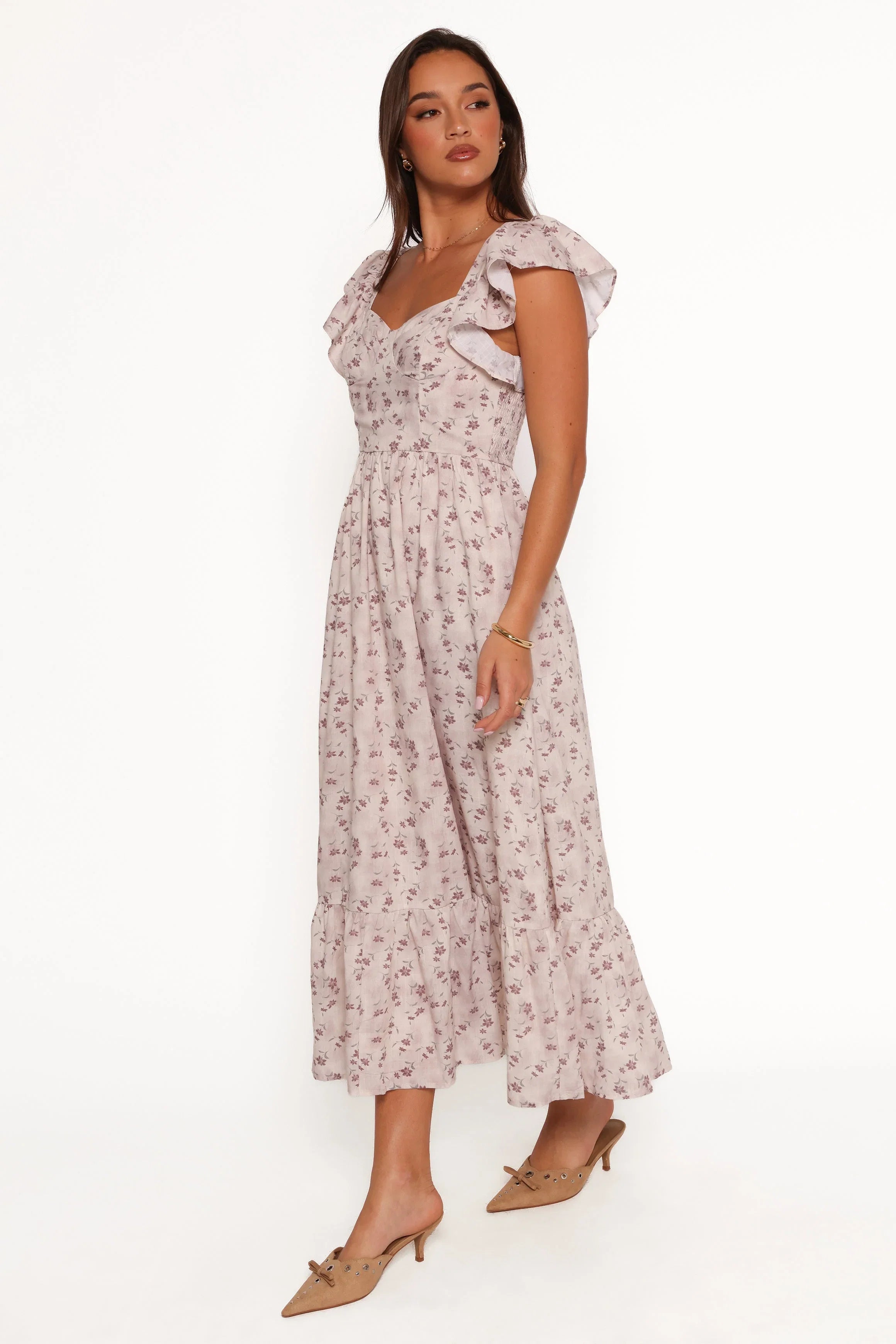 Myles Maxi Dress Beige Floral