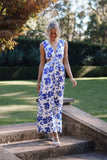 Lulu Wrap Front Jumpsuit Blue Floral
