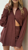Charla Button Up Top Brown