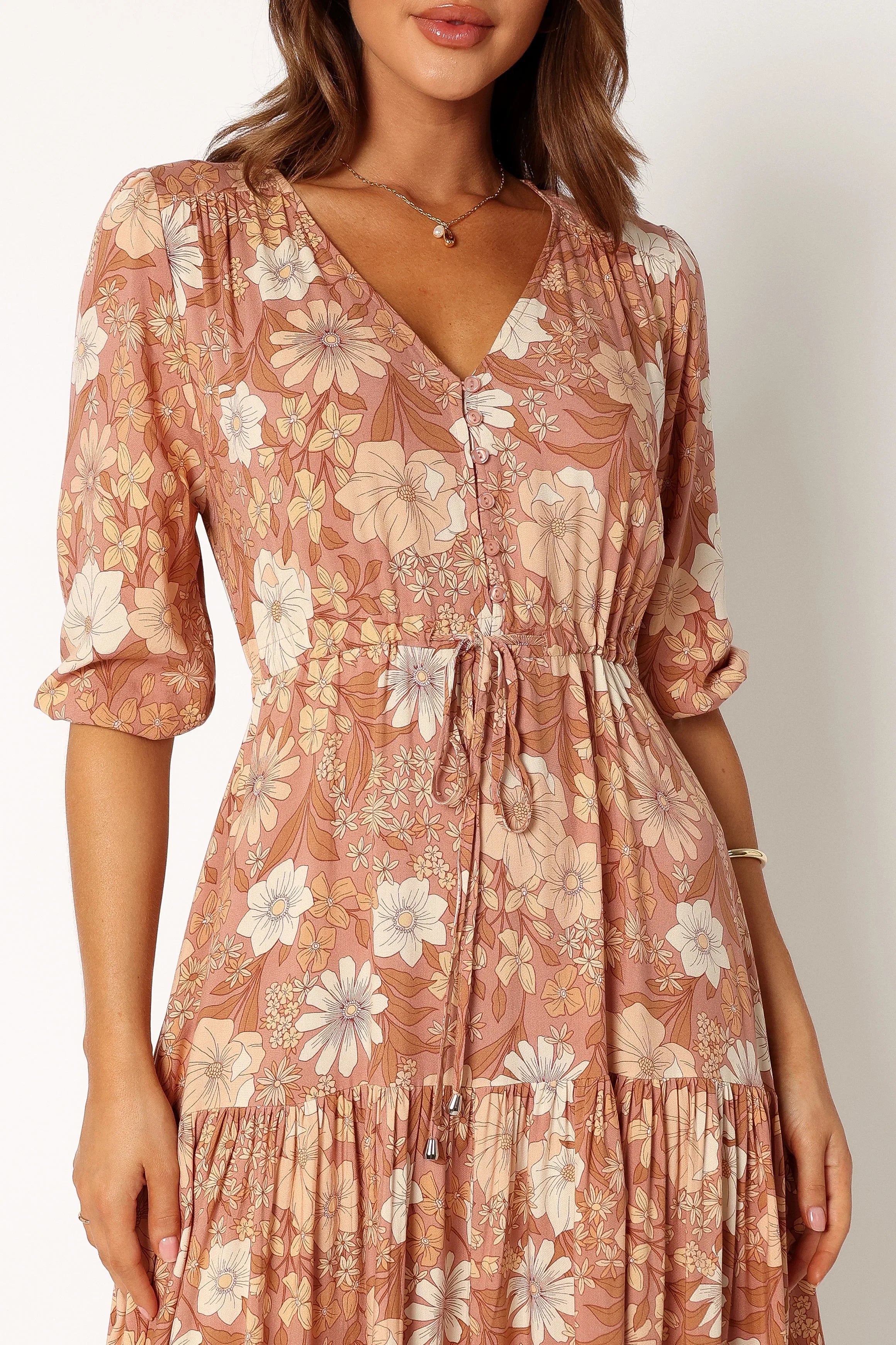 Kelda Dress Tan Floral