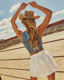 Dellah Tiered Eyelet Mini Skirt