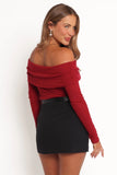 Thomsie Off Shoulder Knit Top Berry