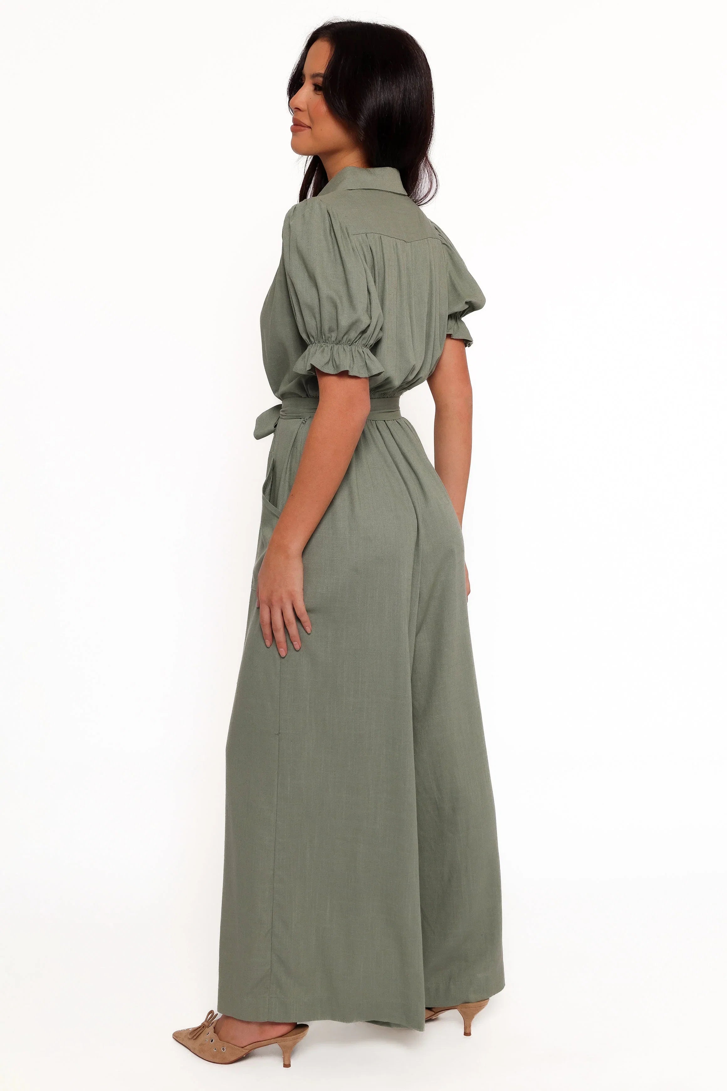 Minnie Waist Tie Jumpsuit Olive
