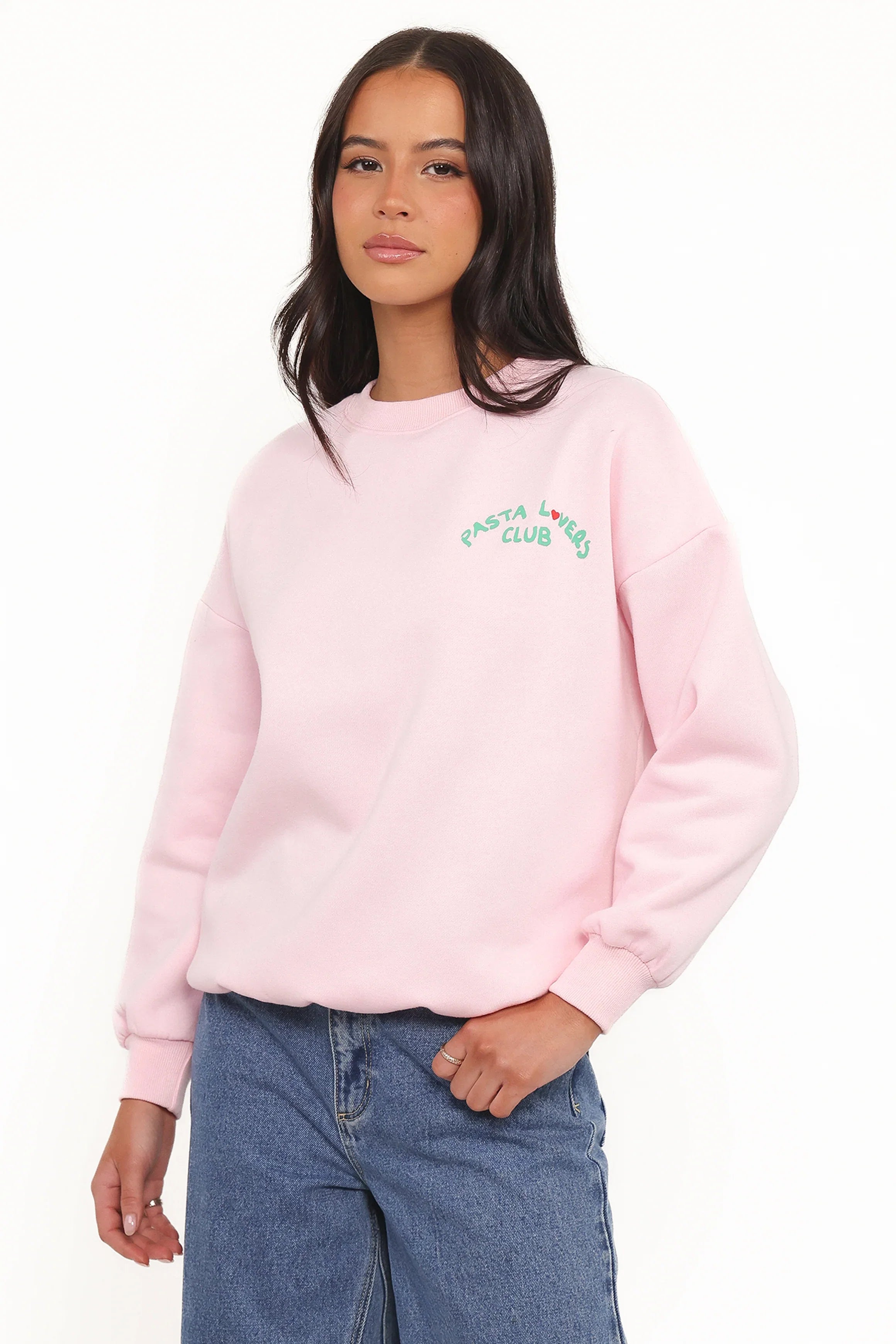 Pasta Lovers Club Graphic Sweater Pink