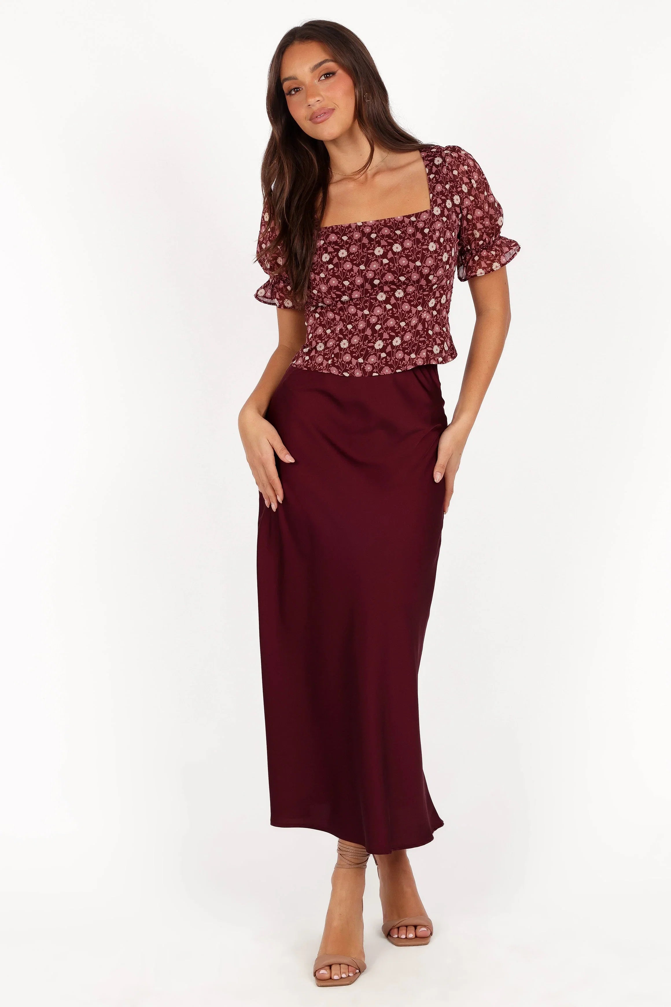 Lucie Top Burgundy Multi