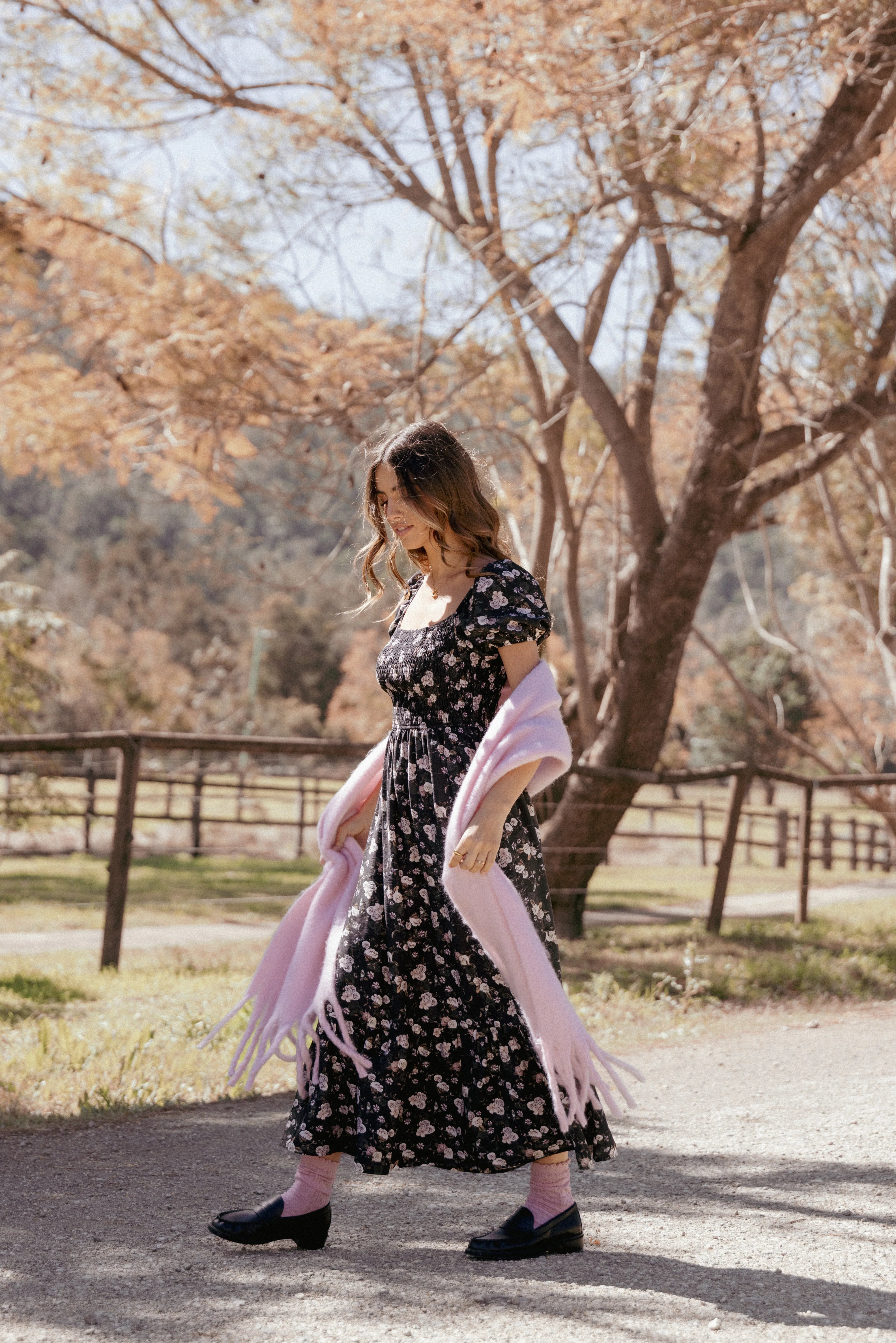 Cecelia Puff Sleeve Maxi Dress Black Floral