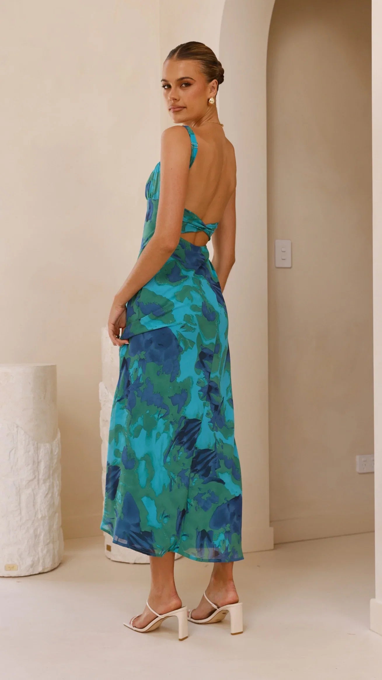 Margo Midi Dress Blue Green Floral
